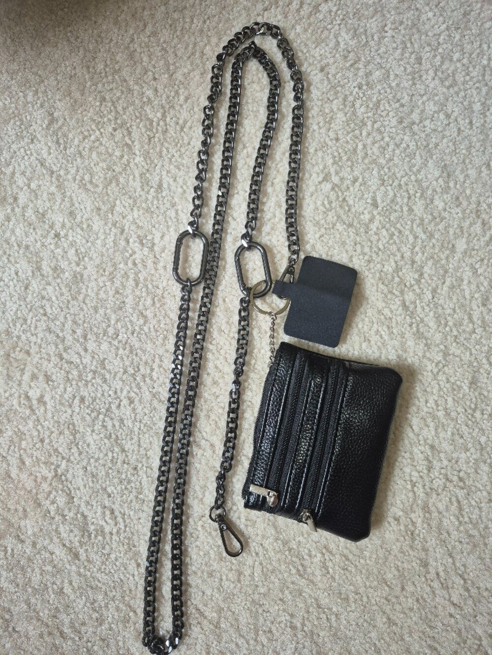 NEW SAVE THE GIRLS GUN METAL CHAIN POUCH CROSS BODY CLIP & GO CELL PHONE WALLET